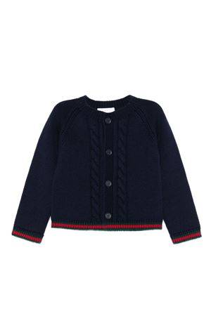 cardigan in lana blu GUCCI KIDS | 823227XKEWP4180